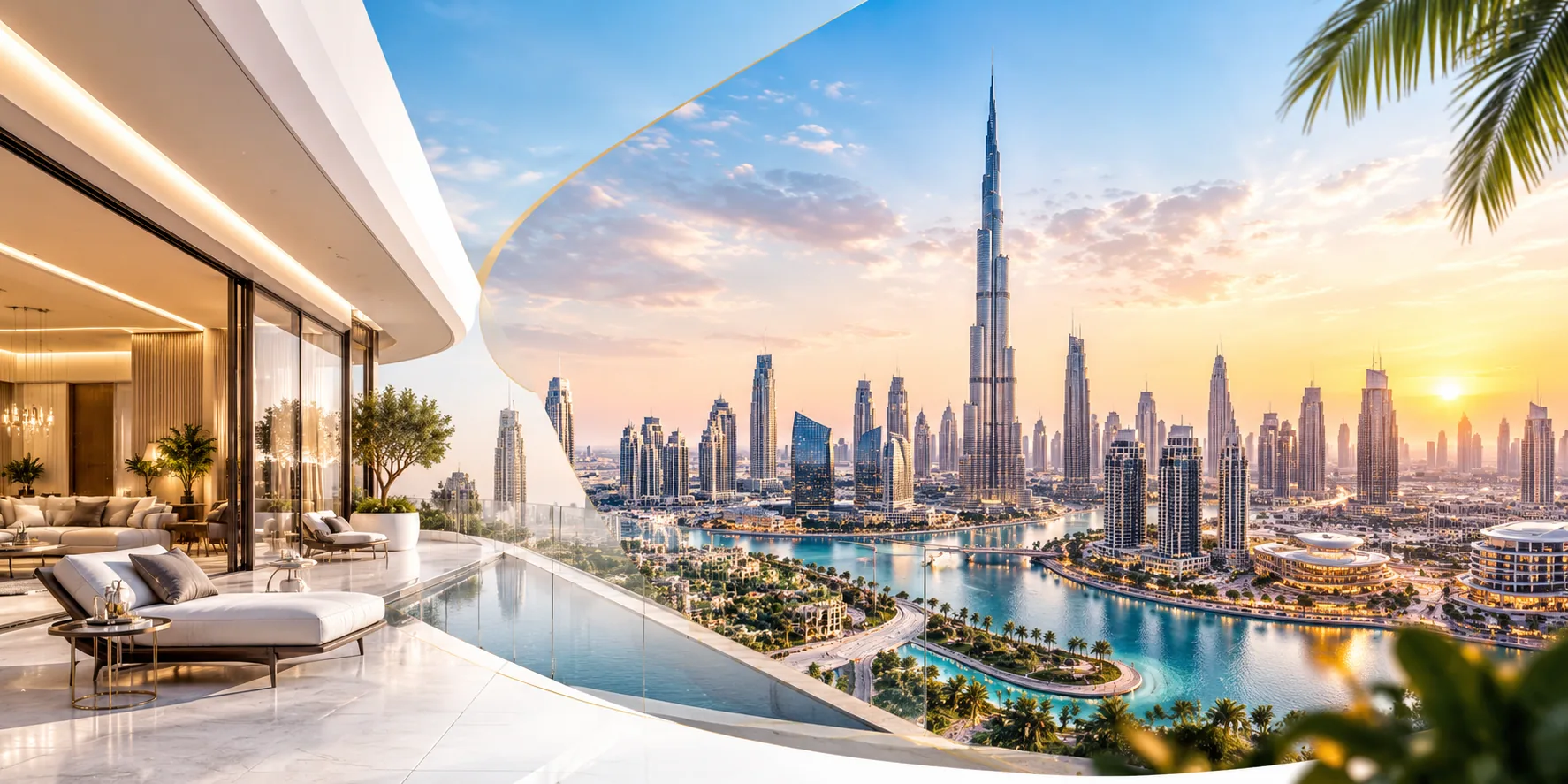 Dubai skyline and residential architecture